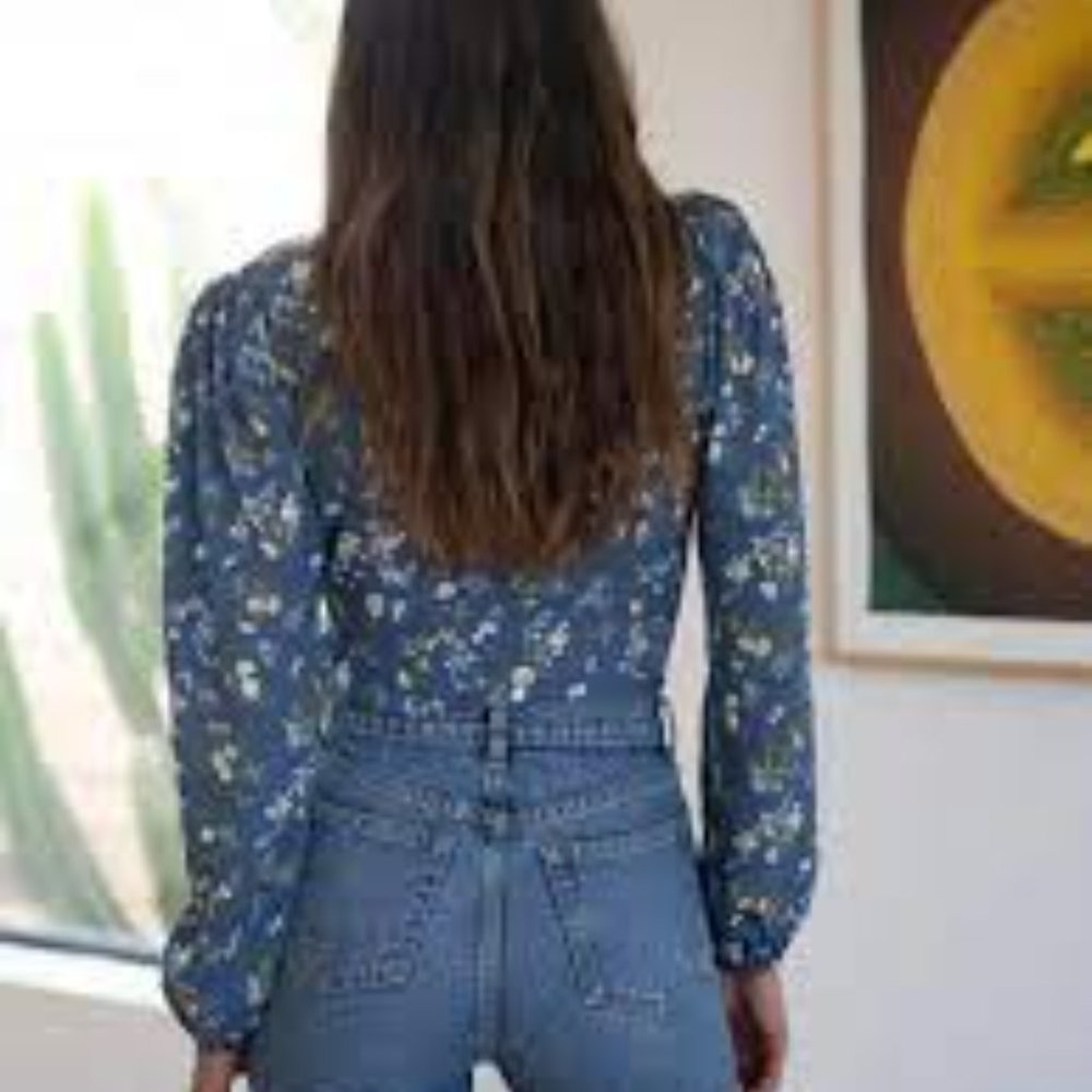 Reformation Nell Corset Top, XS, Blue Floral - Picture 3 of 13